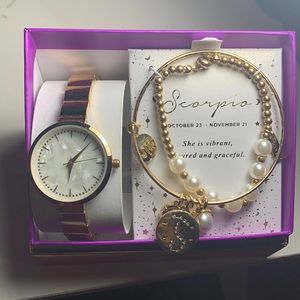 Gold Scorpio Watch and Charm bracelet